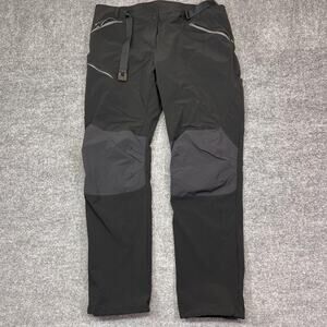 Quechua Snow Pants Mens 36x30 Black Softshell Belted Zip Pockets Hiking Outdoor